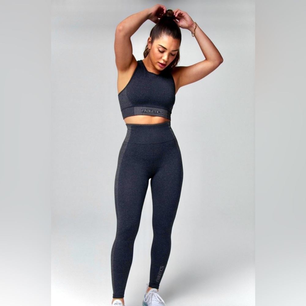 ***NWT***Fabletics Seamless Ultra High Waisted Sport Stripe 7/8 in Black Heather